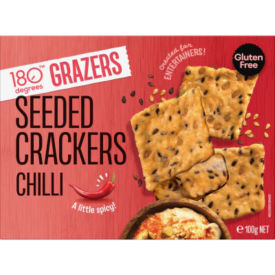 180 Degrees Grazers Chilli Seeded Crackers 100g