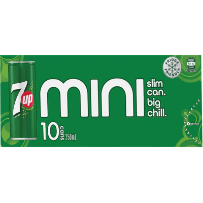 7 Up Mini Soft Drink Cans 10 x 250ml