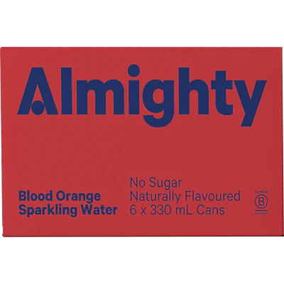 Almighty No Sugar Blood Orange Sparkling Water 6 x 330ml
