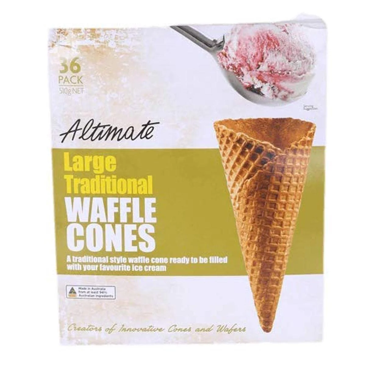 Altimate Large Traditional Waffle Cones 36 Pack