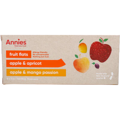 Annies Apple Apricot & Apple Mango Passion Fruit Flats 8pk