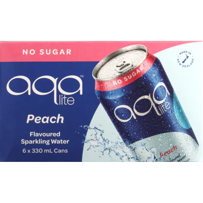 Aqalite Peach Flavoured Sparkling Water 6 x 330ml