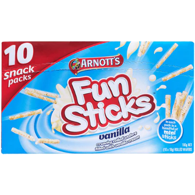 Arnott's Funsticks Vanilla Wafers Snack Packs 10pk