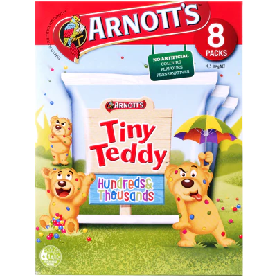 Arnott's Tiny Teddy 100s & 1000s Biscuits 8pk