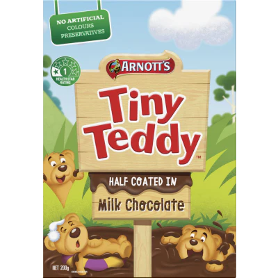 Arnott's Tiny Teddy Chocolate Half Coat Biscuits 200g
