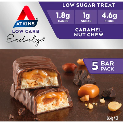 Atkins Endulge Caramel Nut Chew Bar 5 x 34g