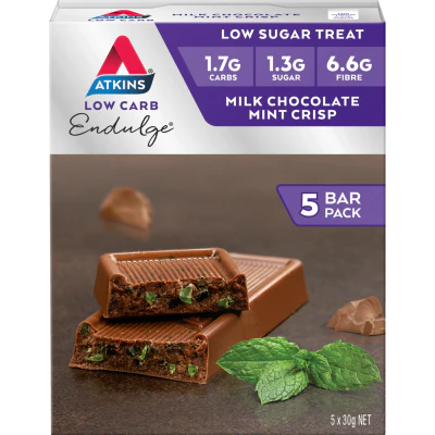 Atkins Endulge Milk Chocolate Mint Crisp Bars 5 x 30g