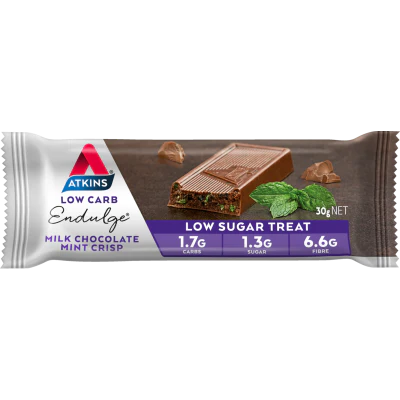 Atkins Endulge Milk Chocolate Mint Crisp Low Carb Bar 30g