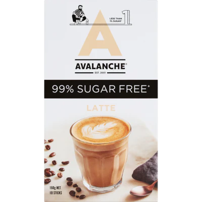 Avalanche 99% Sugar Free Latte Coffee Sachets 10 x 16g