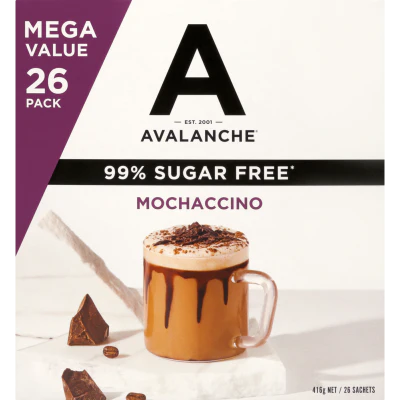 Avalanche 99% Sugar Free Mochaccino Coffee Sachets 26 x 16g