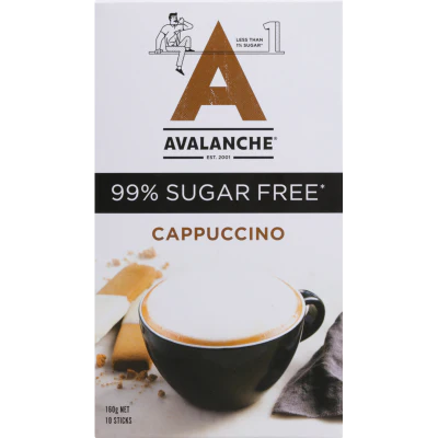 Avalanche Cappuccino 99% Sugar Free Coffee Sticks 10 x 16g