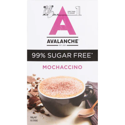 Avalanche Mochaccino 99% Sugar Free Coffee Sticks 10 x 16g