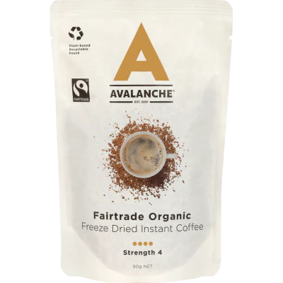 Avalanche Strength 4 Fair Trade Organic Freeze Dried Instant Coffee 90g