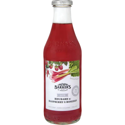Barker's Lite Rhubarb With Raspberry & Rosehip Fruit Syrup 710ml