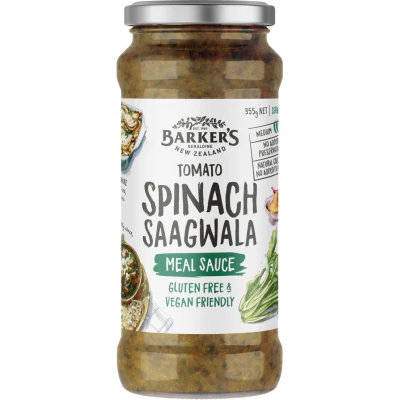 Barker's Tomato Spinach Saagwala Meal Sauce 355g