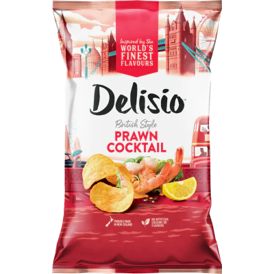 Bluebird Delisio British Style Prawn Cocktail Potato Chips 130g