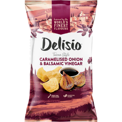 Bluebird Delisio Tuscan Style Caramelised Onion & Balsamic Vinegar Potato Chips 140g