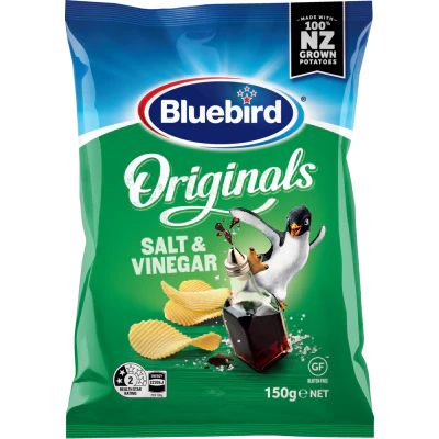 Bluebird Originals Salt & Vinegar Potato Chips 150g