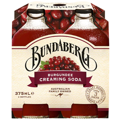 Bundaberg Burgundee Creaming Soda 4 x 375ml