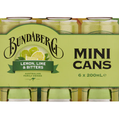 Bundaberg Lemon Lime & Bitters Mini Cans 6 x 200ml