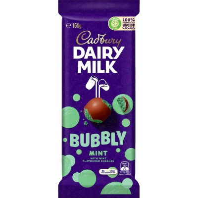 Cadbury Dairy Milk Dairy Milk Bubbly Mint Chocolate Block 160g