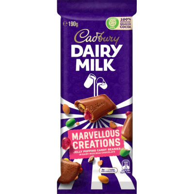 Cadbury Dairy Milk Dairy Milk Marvelous Creations Jelly Popping Candy Beanies Chocolate Block 190g