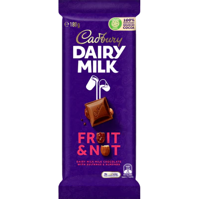 Cadbury Dairy Milk Fruit & Nut Chocolate Block 180g