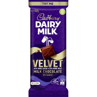 Cadbury Dairy Milk Velvet Milk Chocolate Block 150g