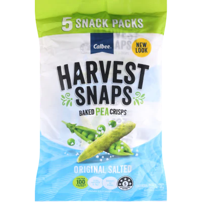 Calbee Harvest Snaps Original Salted Baked Pea Crisps Snackpack 5 x 18g