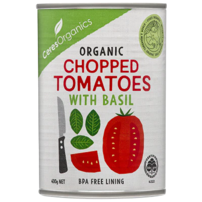 Ceres Organics Chopped Tomatoes With Basil 400g