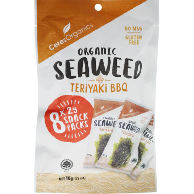 Ceres Organics Organic Teriyaki BBQ Seaweed Snack Pack 8 x 2g