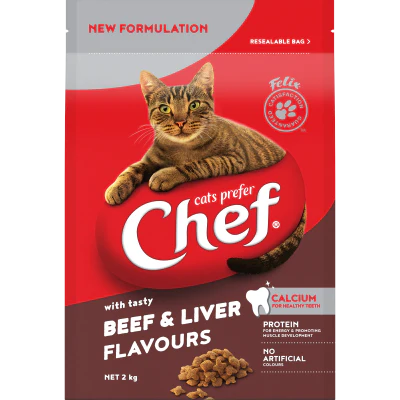 Chef Beef & Liver Flavours Cat Food 2kg