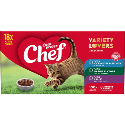 Chef Variety Lovers Selection Pouches Cat Food 18 x 100g