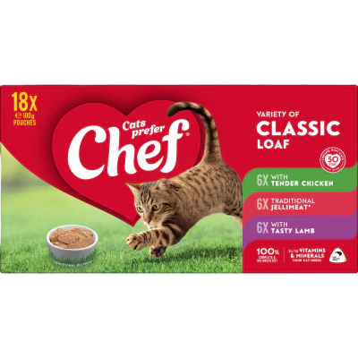 Chef Variety of Classic Loaf Pouches Cat Food 18 x 100g