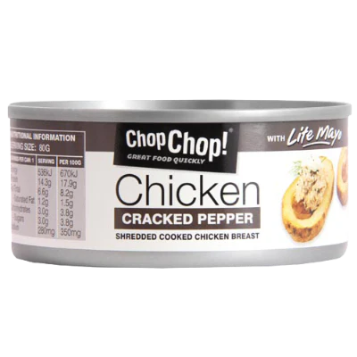 Chop Chop Cracked Pepper Lite Mayo Shredded Cooked Chicken Breast 160g