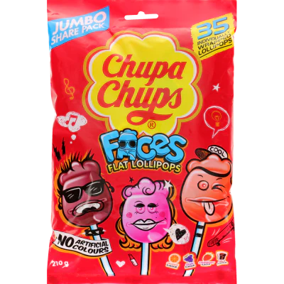 Chupa Chups Faces Flat Lollipops 210g