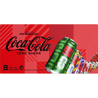 Coca-Cola Zero Sugar Soft Drinks Cans 8 x 330ml