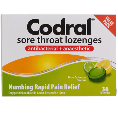 Codral Lime & Lemon Cold & Flu Sore Throat Lozenges 36pk