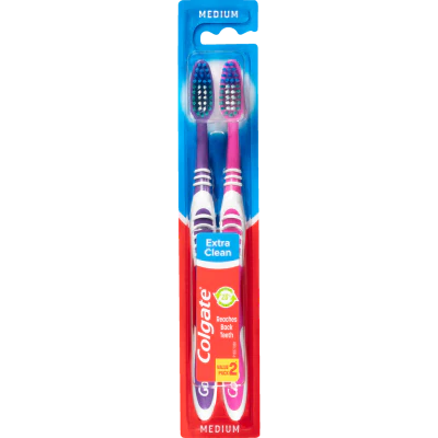 Colgate Extra Clean Medium Toothbrush 2pk