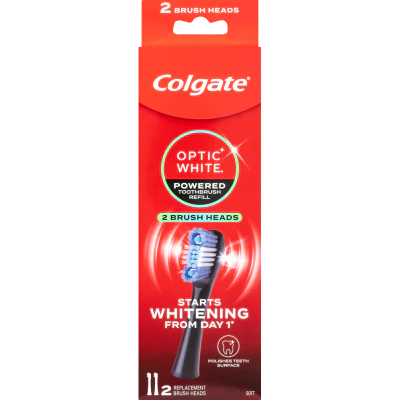 Colgate Optic White Powered Soft Toothbrush Heads Refill 2pk