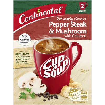 Continental Pepper Steak & Mushrooms With Croutons Cup a Soup 2pk