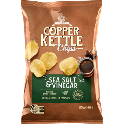 Copper Kettle Sea Salt & Vinegar Potato Chips 150g