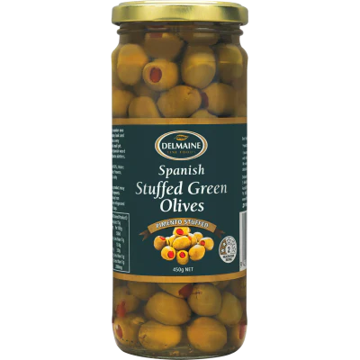 Delmaine Spanish Stuffed Green Olives 450g