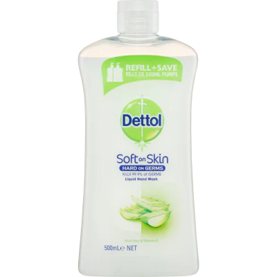 Dettol Antibacterial Aloe Vera & Vitamin E Liquid Hand Wash Refill 500ml