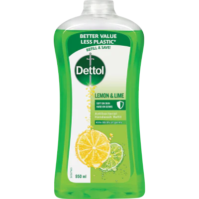 Dettol Antibacterial Lemon & Lime Liquid Hand Wash Refill 950ml