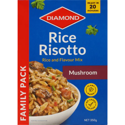 Diamond Mushroom Rice Risotto Rice & Flavour Mix Family Pack 350g