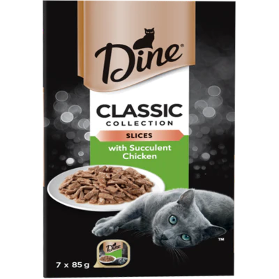 Dine Classic Collection Slices With Succulent Chicken Wet Cat Food 7 x 85g