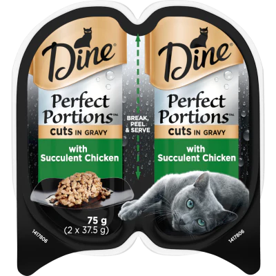 Dine Perfect Portions Cuts In Gravy With Succulent Chicken Wet Cat Food 75g