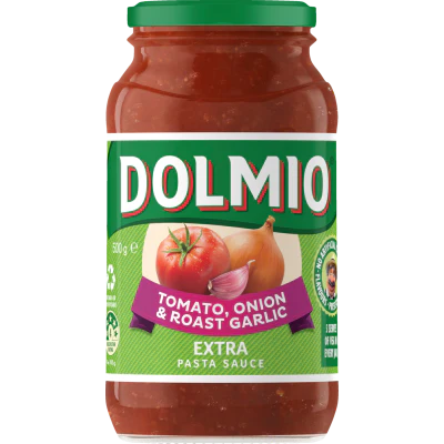 Dolmio Tomato Onion & Roast Garlic Extra Pasta Sauce Jar 500g