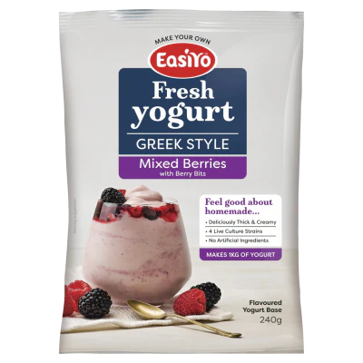 Easiyo Greek Style Mixed Berries Flavoured Yogurt Base 240g